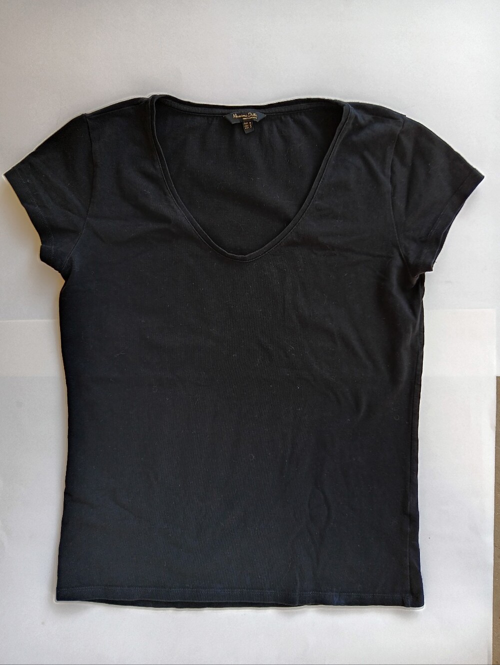 Massimo Dutti Scoop Neck T-shirt Woman's M Black Short Sleeve